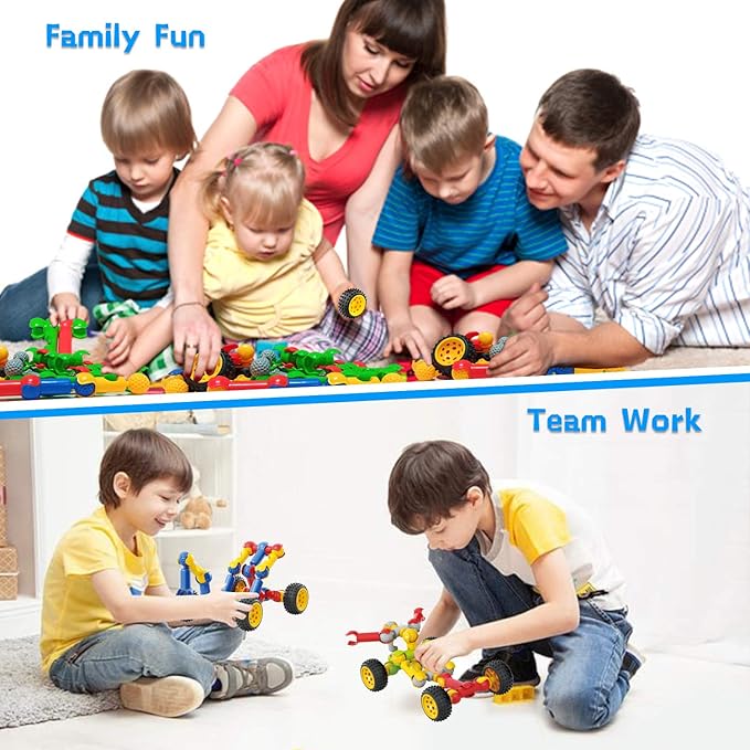 Caferria Kids Building Kit STEM Toys, 110 Pcs Educational Construction Engineering Building Blocks DIY Learning Set for Ages 3-10 Year Old Boys Girls, Best Gift for Children Creative Games Fun Play