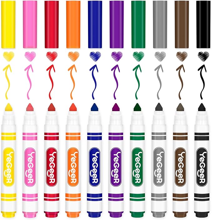 YEGEER Washable Markers Bulk, 10 Assorted Colors, 240 Count Washable Markers for Kids, School and Teacher Classroom Supplies, Coloring Marker for Ages 3+ Year Old Boys Girls