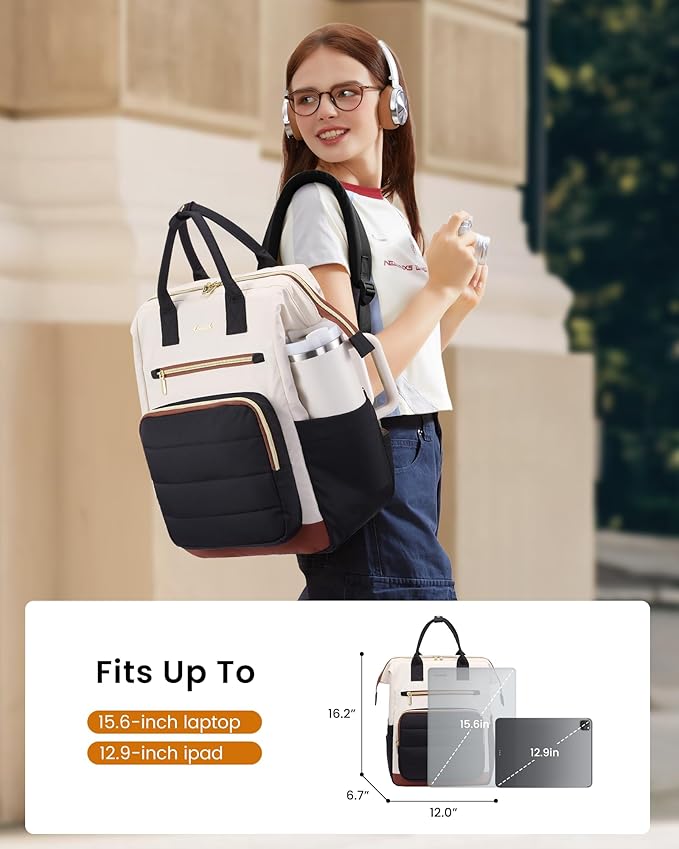 LOVEVOOK Puffer Laptop Backpack for Women, 15.6 Inch Work Backpack purse for Nurse Teacher, Personal Item Travel Bag College Computer Daypack for Daily Commute