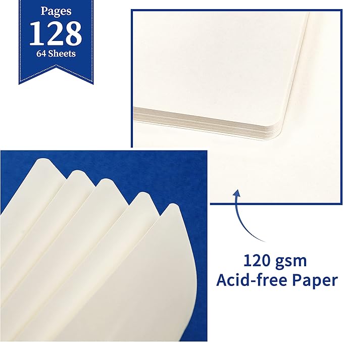 Blank Journal/Notebook - Classic Notebook/Journal with Ribbon Divider, Hardcover with Thick Paper, 5.3'' x 8.26'', Banded + Pen Holder +Inner Pocket - Deep Blue