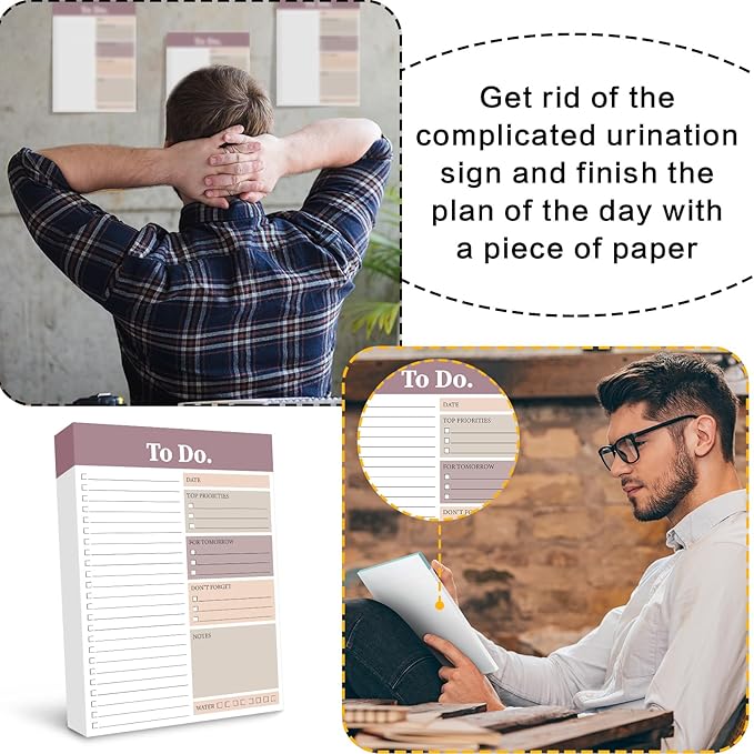 Spakon 300 Sheets Daily to Do List Notepad Notebook Library Card to Do Planner Checklist Memo Writing Pad Schedule Reminder Office Homework Planner for Task, 6" x 8(Elegant,White,Red)