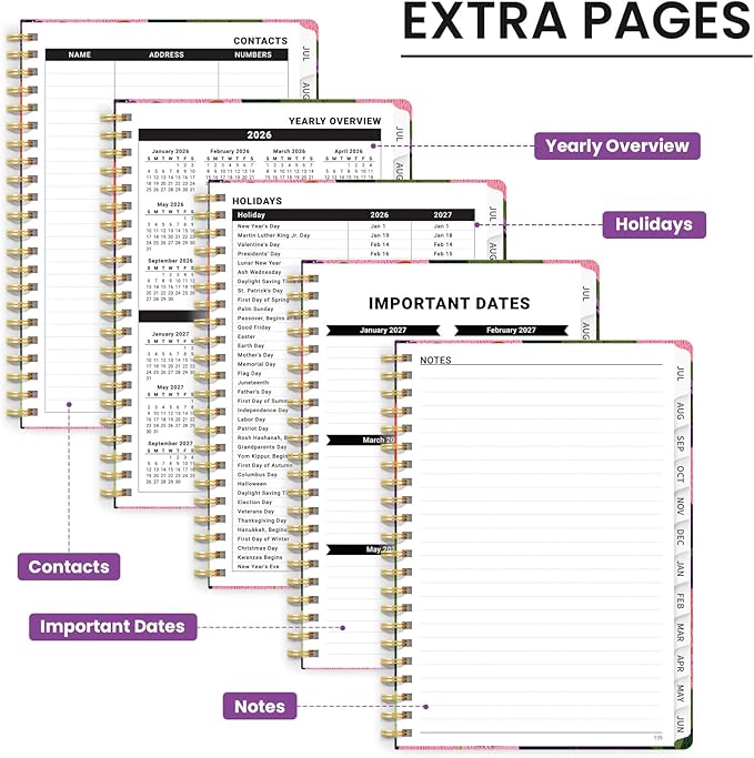 Planner 2026-2027, Hardcover Monthly and Weekly Academic Planner July 2026 - June 2027, Teacher and Student Calendar Agenda Book with Tabs, A5 (6.3" x 8.5"), Ideal for School and Office, Feline Grove