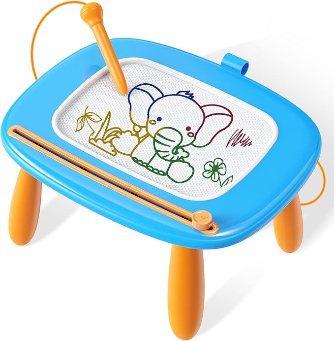 Toddlers Toys Ages 1-3, Magnetic Drawing Board, Doodle Board Pad Learning and Educational Toys for 18 Months Baby, 1-3 Yr Kids Birthday Gifts - Blue