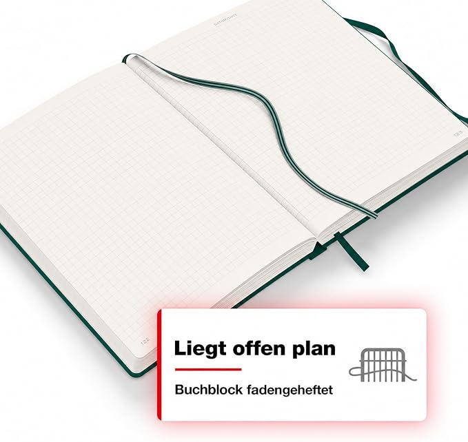 LEUCHTTURM1917 - Notebook Hardcover Medium A5-251 Numbered Pages for Writing and Journaling (Forest Green, Squared)