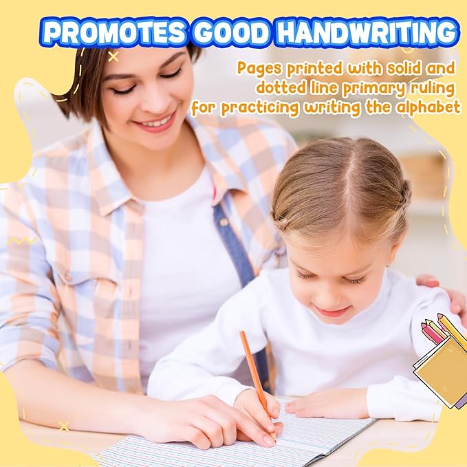 Henoyso 160 Sheets 8 x 10.5 Inch Handwriting Paper Kindergarten Writing Paper Primary Writing Tablet for Kids, Back to School Supplies Bulk Practice Double-sided Printing, Grades 2&3