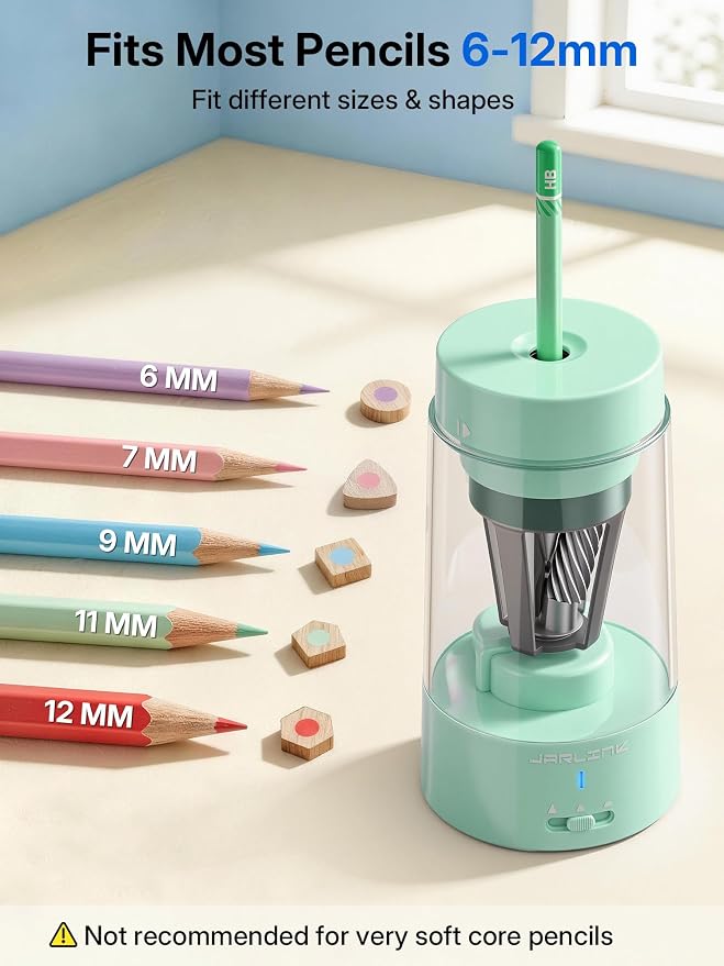 JARLINK Fully Automatic Rechargeable Electric Pencil Sharpener
