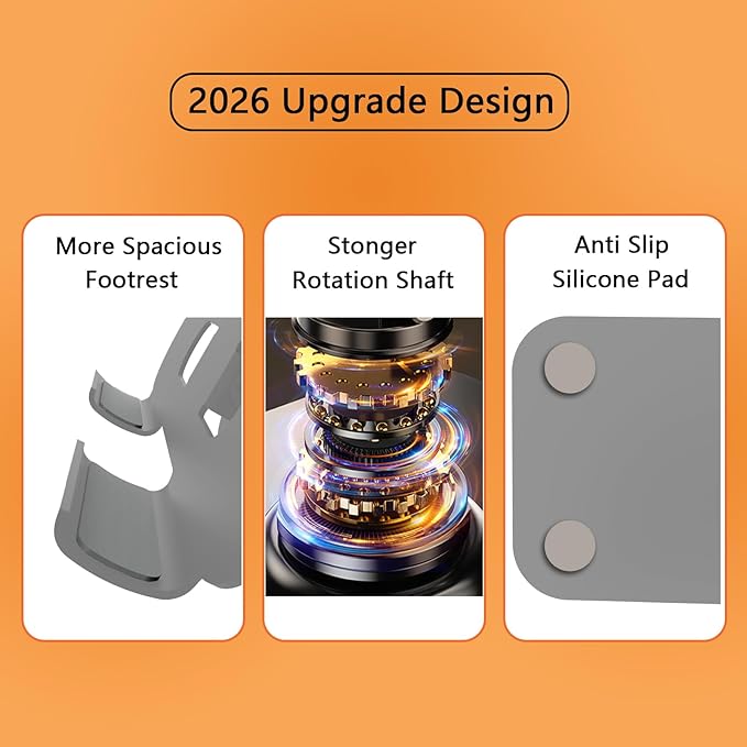 360° Rotation Tablet Stand, Ultra Stability Base Fully Folded Easy to Store and Carry Adjustable iPad Stand Compatible with 4-13" Tablet E-Reader iPad Pro/Air/Mini and More (Grey)