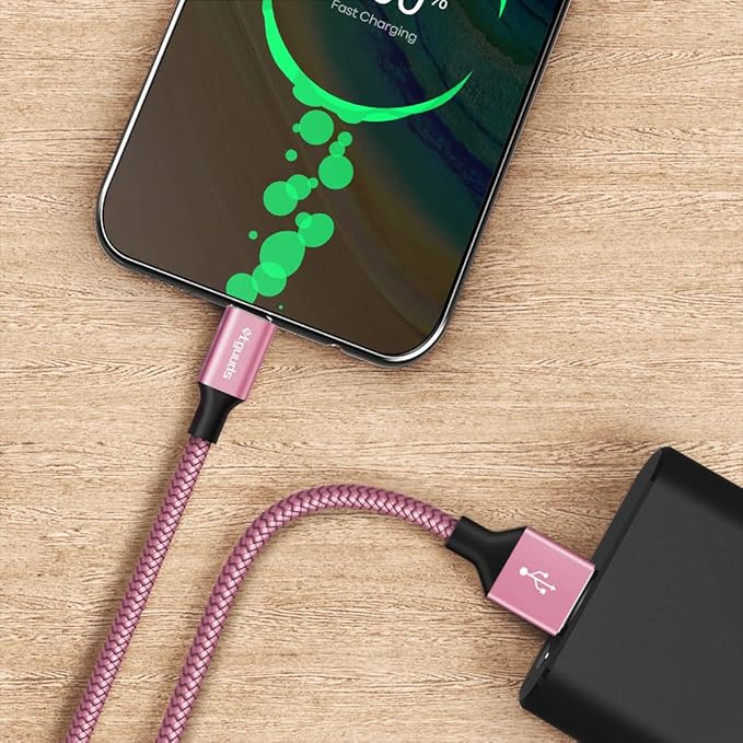 etguuds USB A to USB C Cable 6.6ft, 2-Pack, 3A Fast Charging Type C Charger Cord for iPhone 17 16 15 Pro Max 16e 17 Air, Samsung Galaxy S25 S24 S23 S22 S21 S20 A17 A16 A56 A55 Flip Fold, Pink