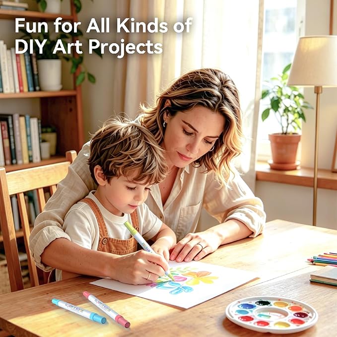 48 Colors Dual Tip Acrylic Paint Markers with Fine Tip and Brush Tip