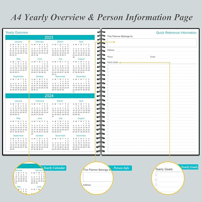 Undated Planner Pro - 8.5" x 11" Weekly & Monthly Planner to Achieve Goals & Increase Productivity, 12 Months Undated Agenda Daily Planner, Start Anytime, Black