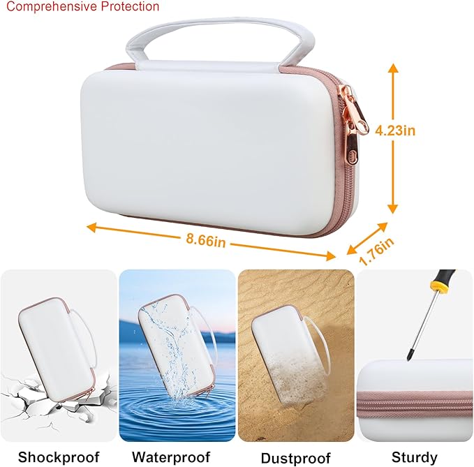 Elonbo Carrying Case for Texas Instruments TI-84 Evo/TI-84 Plus CE Evo Graphing Calculator, Extra Mesh Pocket Fits Charging Cable Charger Manual, White
