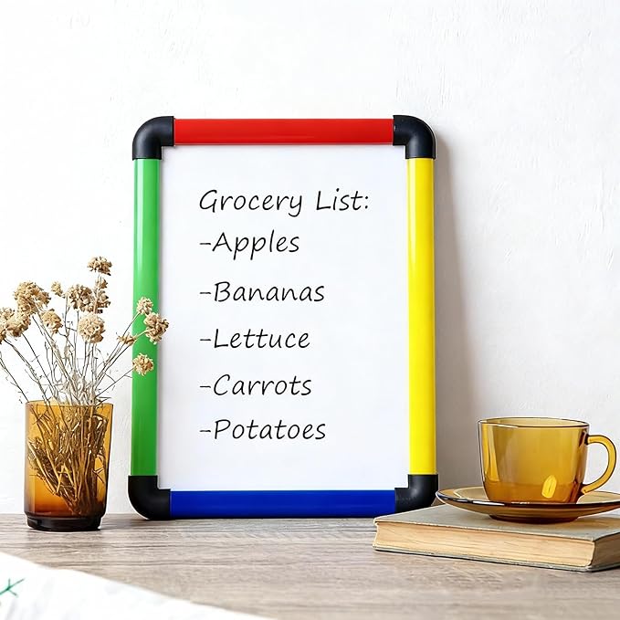 VIZ-PRO Small Board/Writing Whiteboard/Dry Erase Board, Colored Frame,12" X 8"