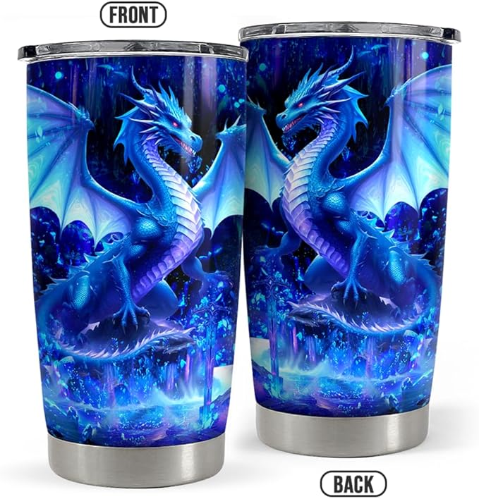 Dragon Tumbler 20oz Stainless Steel Insulated Coffee Travel Mug Cup Dragon Gifts for Birthday Christmas Gift for Men Boy