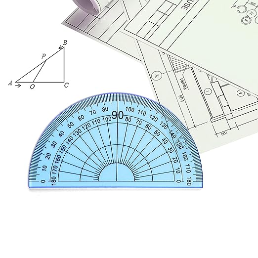 Coopay 12 Inch Math Geometry Tool Plastic Ruler Square Set Includes Straight Ruler, Triangles, Protractor for Student School Office Supplies (Blue)