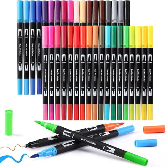 Upanic Brush Markers for Adults Coloring,36 Colors Art Markers Colored Pens for Bullet Journaling Note Taking Drawing Calligraphy Lettering,Art Office Supplies