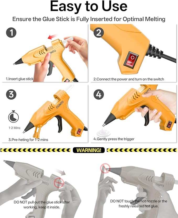 Hot Glue Gun with 100 Sticks(140 x 7mm), 20W Fast Preheating Mini Hot Glue Gun and Sticks Set for School Crafts DIY Arts and Quick Home Repairs, A02 - Yellow