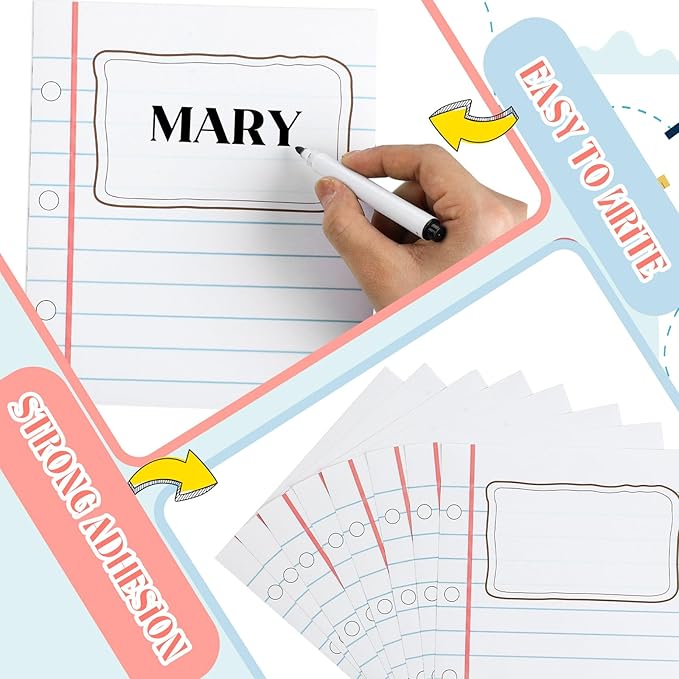 Epakh 36 Pack Name Tags for Desks Notebook Shaped Bulletin Board Decoration 6‘'x7'' Blank Name Tag Labels Learning Tool for Lockers Whiteboard Fridge Office Home Desktop Supply(Classic)