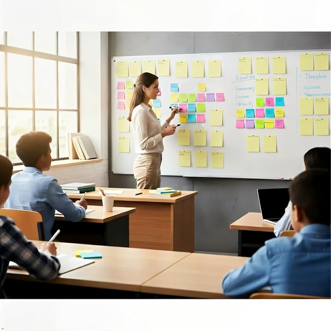 (6 Pack) Lined Sticky Notes 4x6 in,Yellow Large Notepads with Lines,Ruled Stickies Super Sticking Power,Office School Memo Note Pads,Post on Windows Doors,Recyclable,Easy to Write on,Hold Well