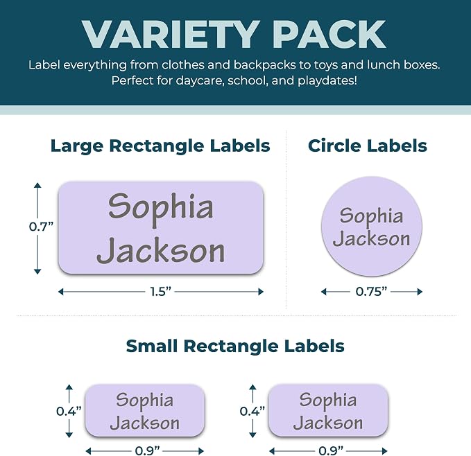 Bunny Badges Personalized Name Labels for Kids (75 Labels) - Custom Waterproof Name Stickers for Daycare, Clothing Tags, Water Bottles, Lunch Boxes and School Supplies (Pastels)