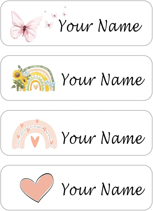 Custom Waterproof Dishwasher Safe Kid Name Labels for Daycare(128 Pack), Camp, School Supply, Baby Bottles, Lunch Boxes and Cups, Travel. Cute Personalized Design Name Stickers (Pattern 9)