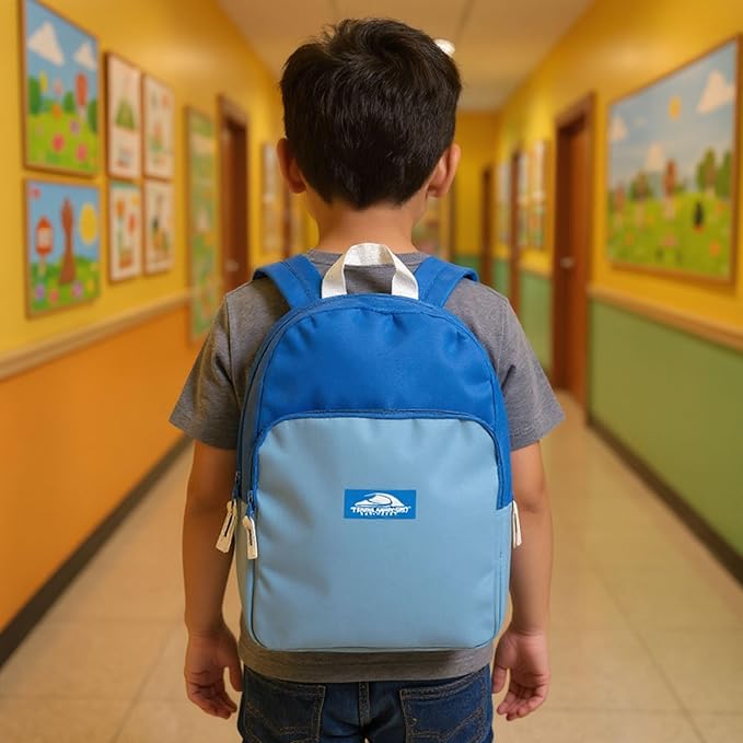 Trail maker 15 Inch Backpack for Kids, Preschool, Elementary & Middle School Students – Spacious Bookbag with Large Front Pocket, Adjustable Straps, Fits up to 13 Inch Laptop (Blue)