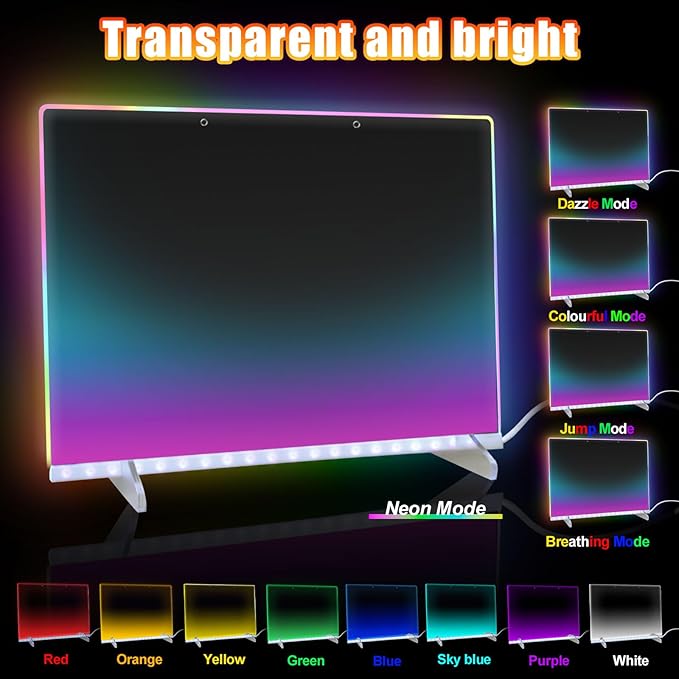 LED Note Board with Colors, 13.7"X10" 6 Modes & 8 Colors Acrylic Dry Erase Boards with Light, Led Drawing Board for Kids with Stand,Birthday Holiday Day Gifts for Girls & Boys Age 3+