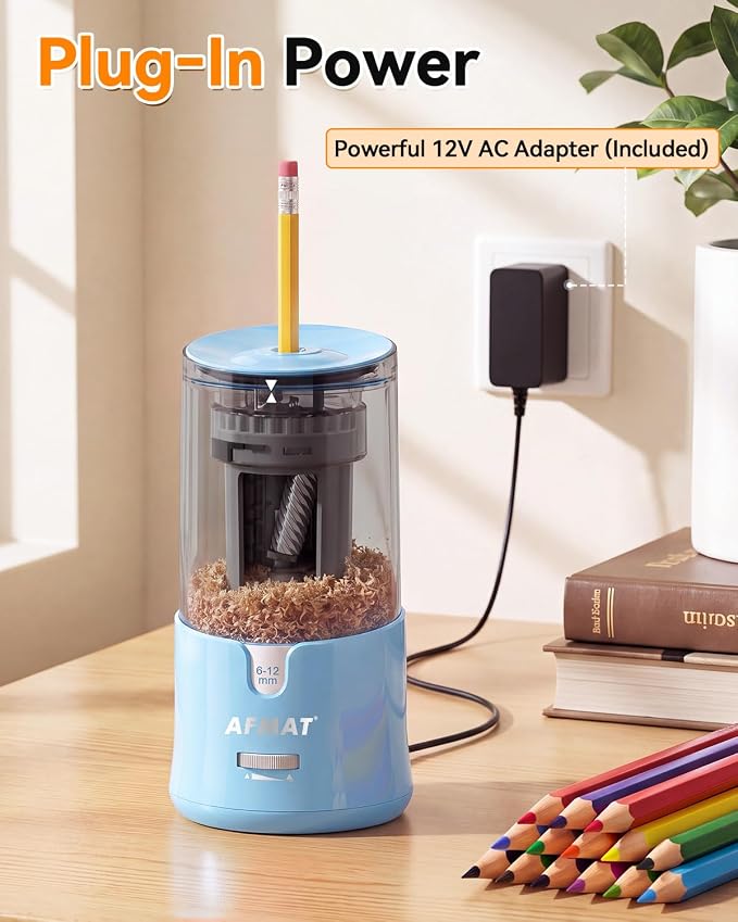 AFMAT Electric Pencil Sharpener, Plug-in Pencil Sharpener for 6-12mm Pencil