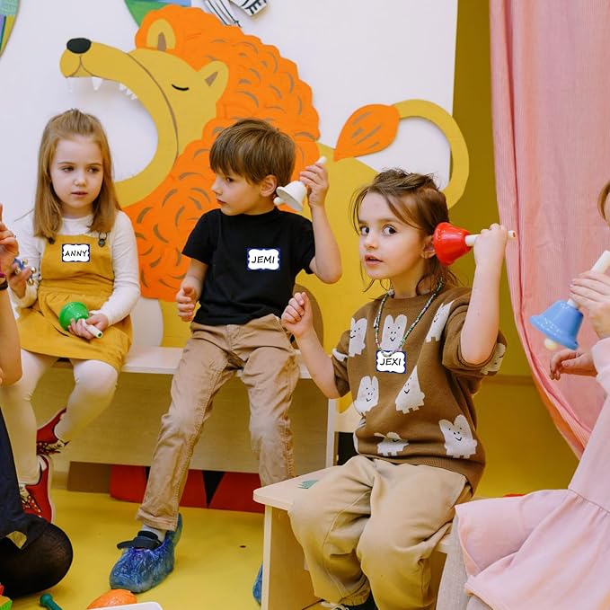 Plain Name Tags Sticker White with Blue Border 3" x 2" Sticky Name Stickers,Nametags 200 Pcs Adhesive Name Tag Labels, Stickers for Clothes,School,Office,Home,Classroom