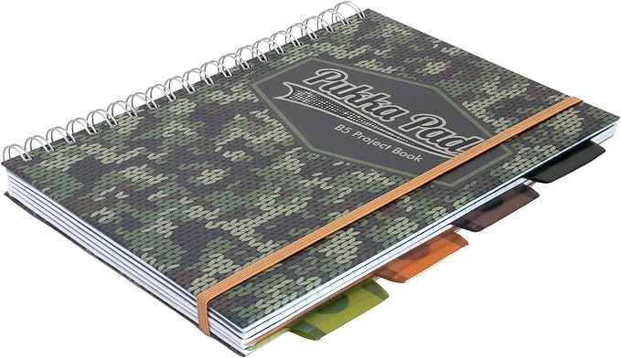 Pukka Pad 5 Subject Spiral Notebook 12-Pack - 200 Pages, 100 Sheets of 80GSM Paper with Repositionable Dividers & Perforated Edges for School & Office Planning & Organization - B5-7 X 10, Camo