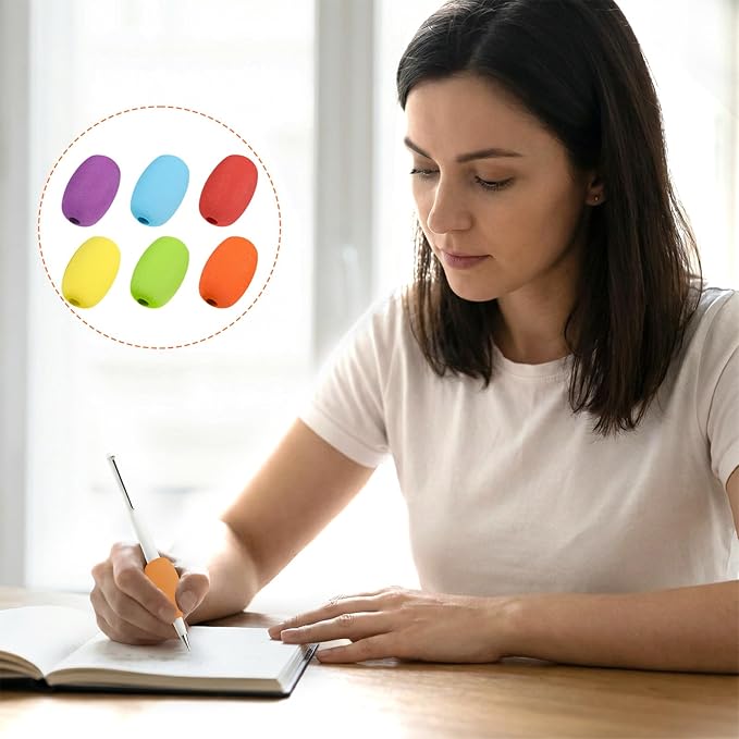 12PCS Egg Pencil Pen Grips, Soft Cushioned Foam Handwriting Grips Pen Colorful Egg Stylus Foam Writing Aid