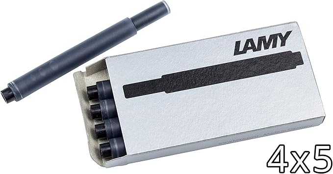 LAMY T10 Set of 4 Ink cartridges with Large Ink Capacity - Suitable for All Lamy Fountain Pen Models - Contents 1.25 ml per Cartridge - 5 Pieces per Pack - Ink Color Black