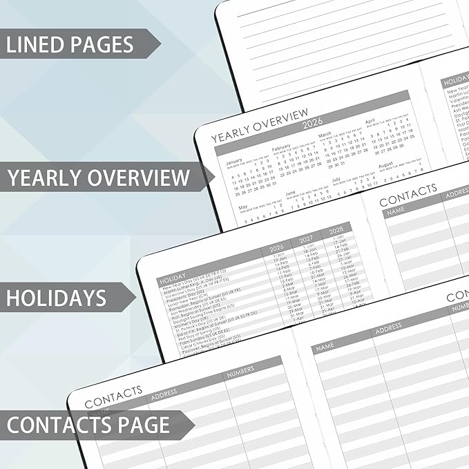 2026-2027 Planner - Academic Planner 2026-2027 Weekly Monthly Planner, July 2026 - June 2027, 5.7'' x 8.4'', Thick Paper, Leather Cover, Pen Holder, Back Pocket, Perfect Daily Organizer- Grey