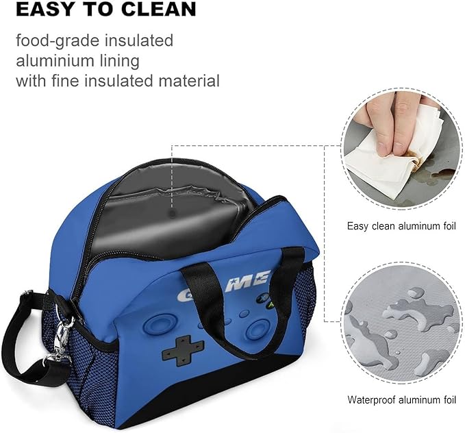 Insulated Lunch Box for Boys Girls, Game Lunch Bag for School Work Office Travel Picnic Hiking Beach, Waterproof Leakproof Portable Fits Most Bento Boxes