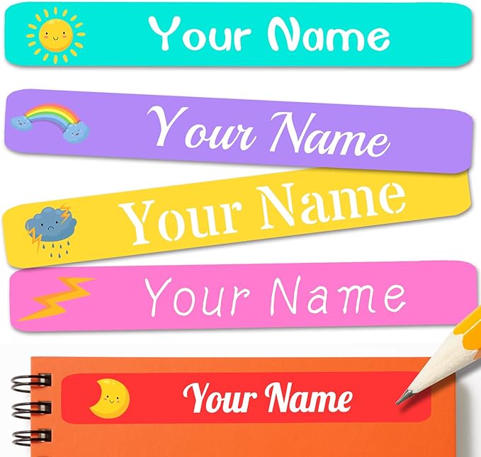 120 PCS Personalized Labels for Kids，Custom Name Tag Stickers Labels Waterproof for School Supplies,Water Bottle,Lunch Box,Toys(2.3 x 0.4 in)