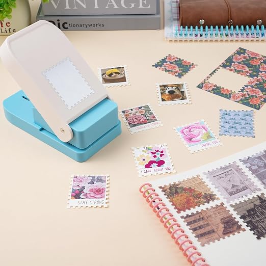 Large Stamp Punch, 2.5x2.1inch Extra Large Postage Stamps Punch, Stamps Maker, Stamp Cutter Hole Punch, Rectangle Stamp-Shaped Paper Punch for Crafting DIY Scrapbooking Journaling Paper Crafts