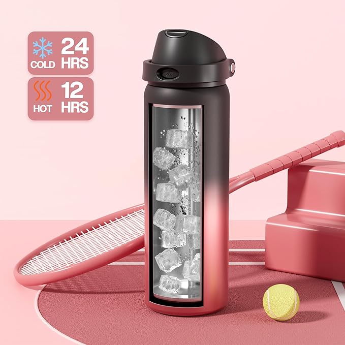 POWCAN 32 oz Stainless Steel Water Bottle: 2-in-1 Push-Button Spout & Quick-Flip Straw Lid, Leakproof, Keep Cold 24Hrs, BPA-Free, Insulated Water Bottle for Sports, School, Travel, Gym, Gift (Queen)