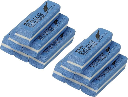 PATIKIL 12 Pcs Sand Erasers, Frosted Eraser Block Easy to Clean Durable Bulk for Gel Ink Ballpoint Fountain Pen Office, AXP96671, Blue