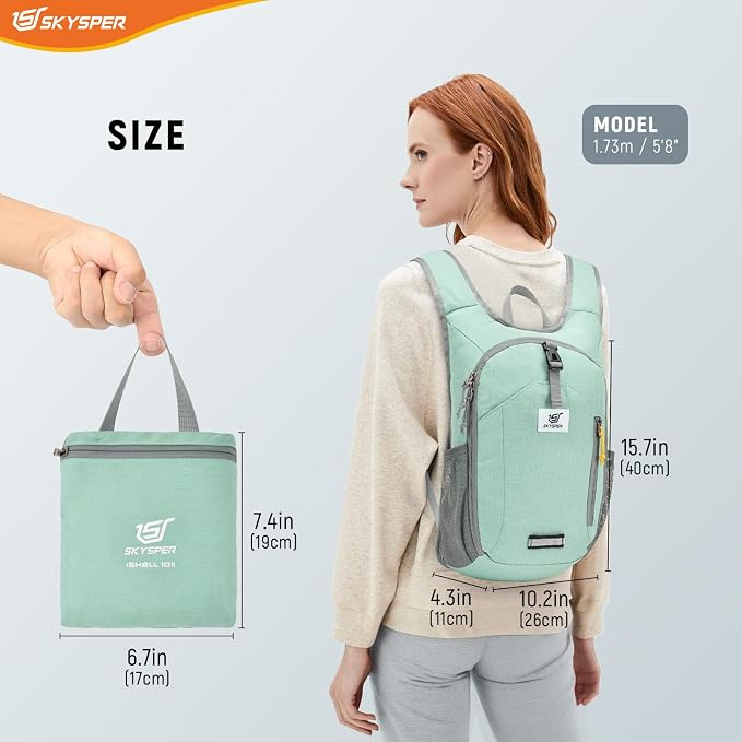 SKYSPER 10L Hiking Backpack Small Foldable Daypack Packable Lightweight Hiking Daypack Travel Day Pack for Women Men