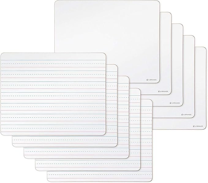 U Brands Dry Erase Lapboards, 10 Pack, 9" x 12", Double-Sided Small Whiteboards for School, Student Lapboards for Classroom, School & Homeschool Supplies, Portable Mini Whiteboard Set