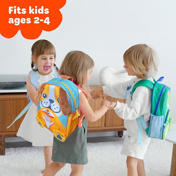 Move2Play, Puppy Toddler Backpack | Toddler Size | Back to School | Preschool Backpacks For Kids | Kindergarten Book Bag | Small, Little, Mini Size | Designed for Boys & Girls Ages 2, 3-5+ Year Olds