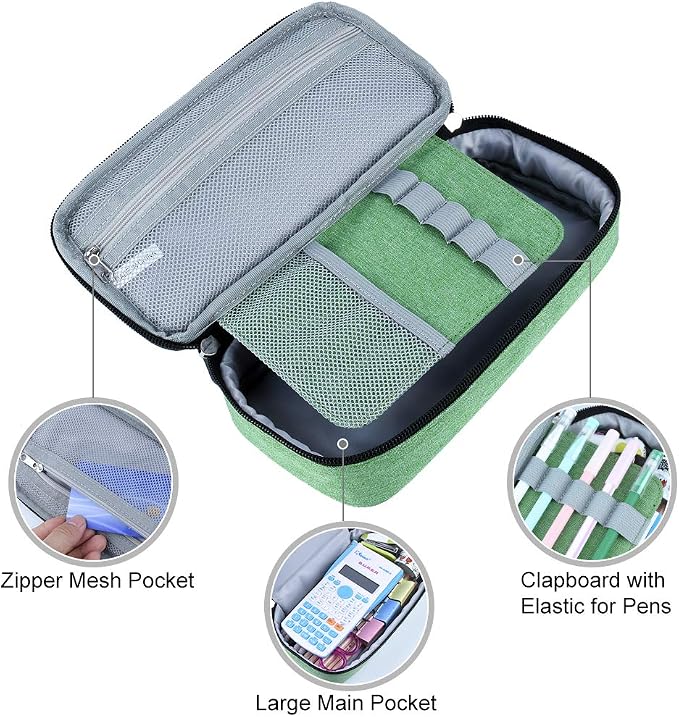 Chelory Big Capacity Pencil Case Large Pencil Bag Pouch Pen Case Pencil Marker Holder Stationery Storage Makeup Bag for Office Supplies Adults