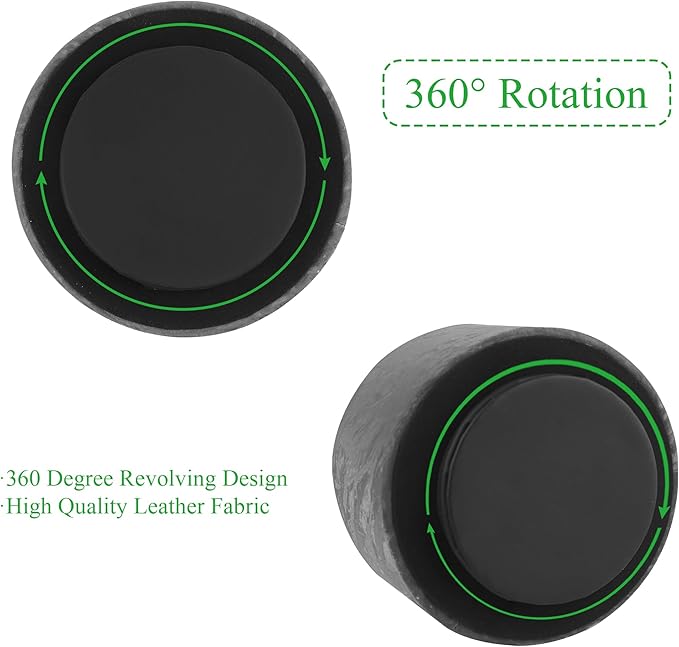 Round Leather Art Supply Organizer,Remote Control Holder,360 Degree Spinning,Multi-Functional Pencil Holder,4 Compartments Desktop Stationary Organizer(1-Hill Black)
