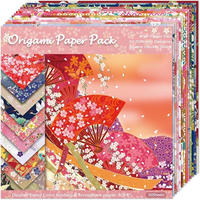Origami Paper Kit Dobule Sided 100 Sheets 100 Colors 6 Inch Japanese Chiyo Square Easy Fold Arts Crafts DIY Handwork Origami Papers Sakuras Baroque