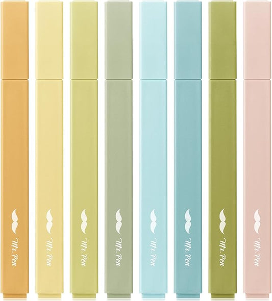 Mr. Pen- Aesthetic Highlighters No Bleed, 8 Pack, Natural Vintage, Chisel Tip, Cute Highlighters Assorted Colors for Journaling, Highlighting, Underlining, Fast Dry, Back to School Supplies