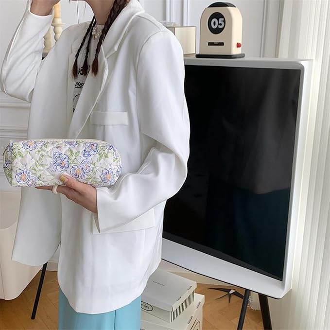 Pencil Case Office College School Storage Bag Pouch Holder Box Organizer Makeup Pouch Cosmetic Bag Aesthetic Cute Pen Case for Girls Boys Kids (Blue butterfly)