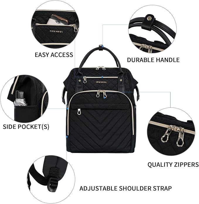 KROSER Laptop Backpack 17" Stylish Backpack Water Repellent College Casual Daypack Travel Business Work Bag for Men/Women-Quilted