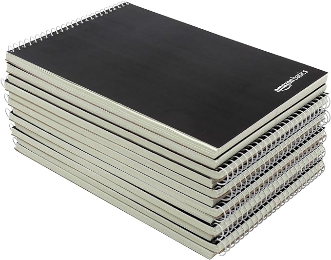 Amazon Basics Steno Notebooks, Gregg Rule, Green Paper for Notes, 80 Sheets, 6" x 9", 12-Pack