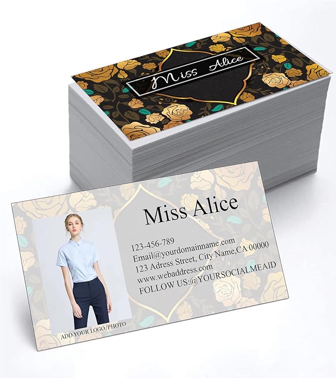 Customized Name Cards 500 PCS, Customized Design with Picture Texture All Business Designs cards No Additional Charge (Color-C)