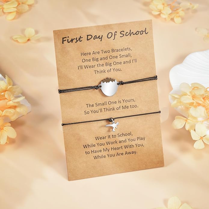 Back to School Gifts Mommy and Me Bracelet First Day of School Matching Wish Bracelets Set for Mother Daughter Son Women Teen Girls Boys Jewelry Gift