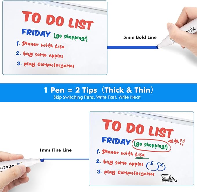 maxtek Low Odor Dry Erase Markers Chisel Tip, Whiteboard Markers Set 12 Count with 1 Magnetic Eraser